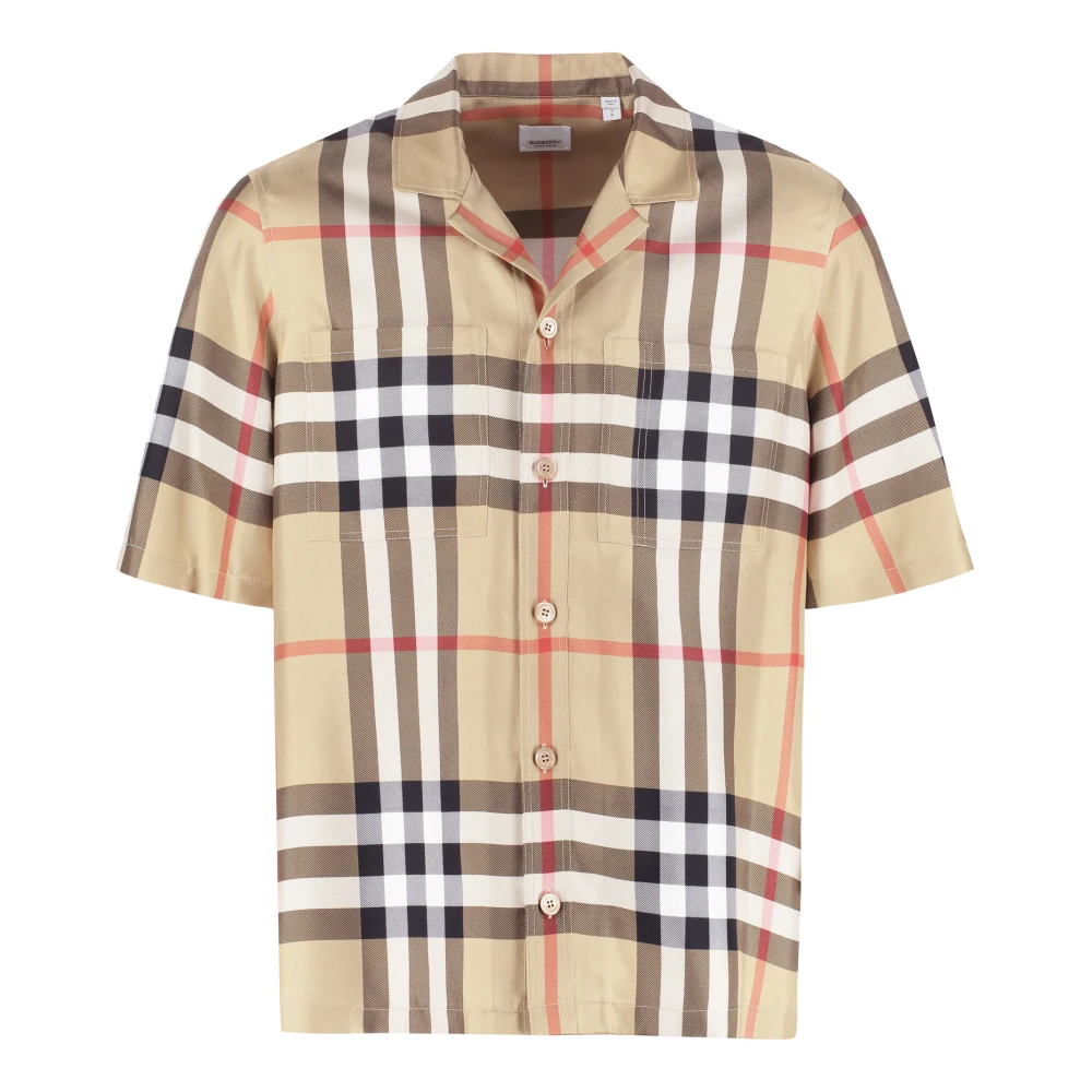 Burberry Men's Beige Short Sleeve Silk Shirt