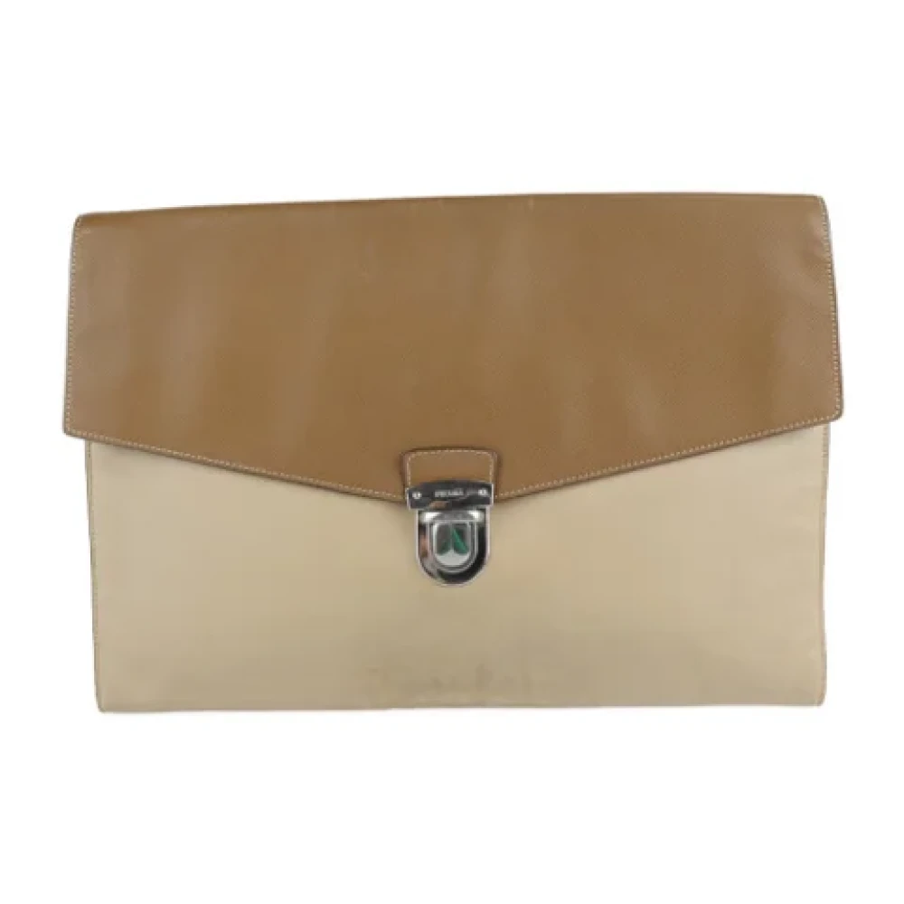 Prada Vintage Pre-owned Leather clutches Beige Dames