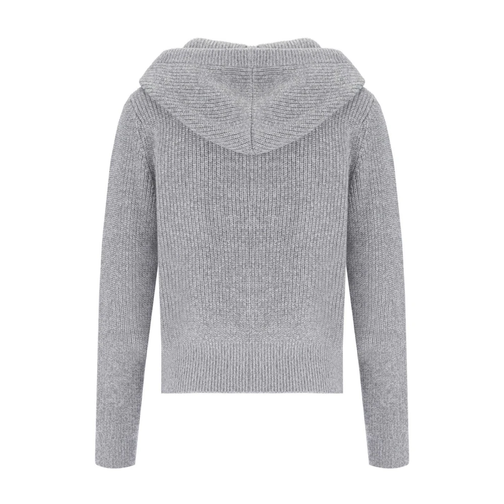 Elisabetta Franchi Parel Ivoor Gebreide Hoodie Gray Dames