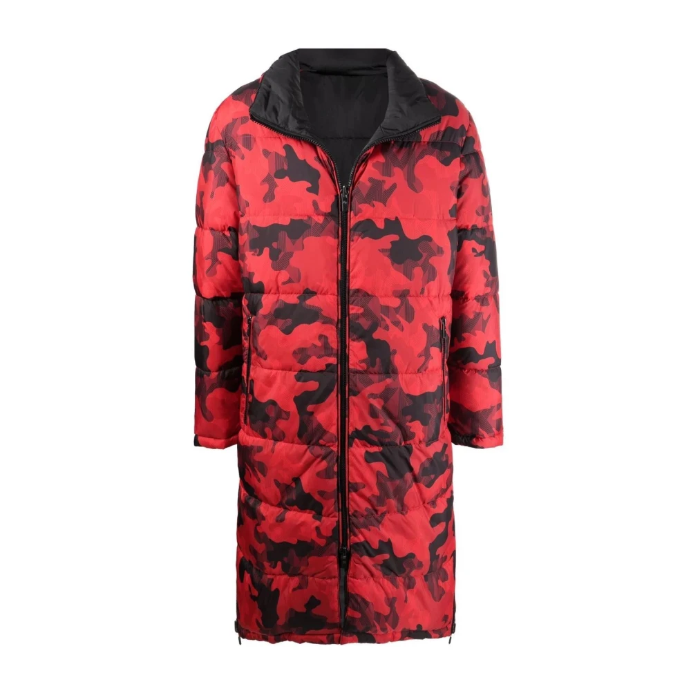 Michael Kors Men's Red Reversible Camo Puffer Jacket In Black - Parkas - S - Coats