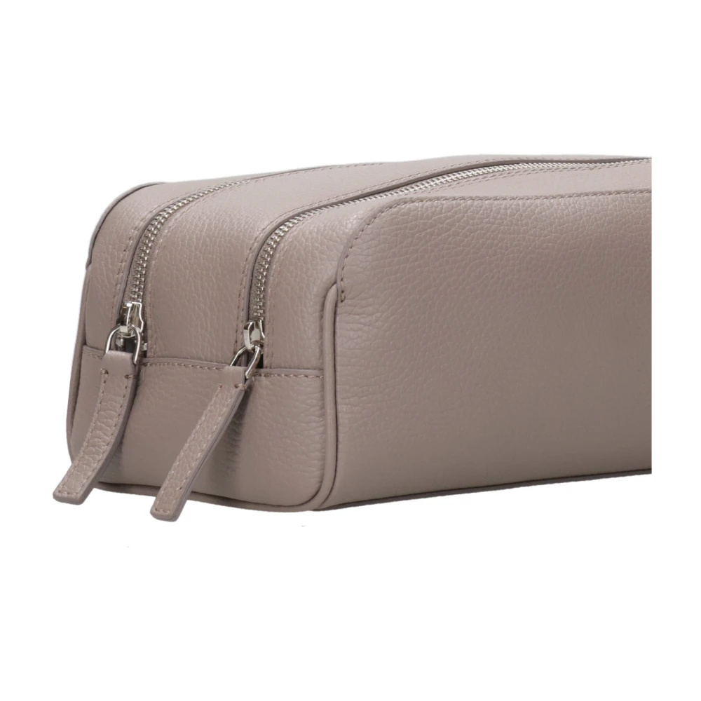 Orciani Grained Leather Beauty Case Beige Heren