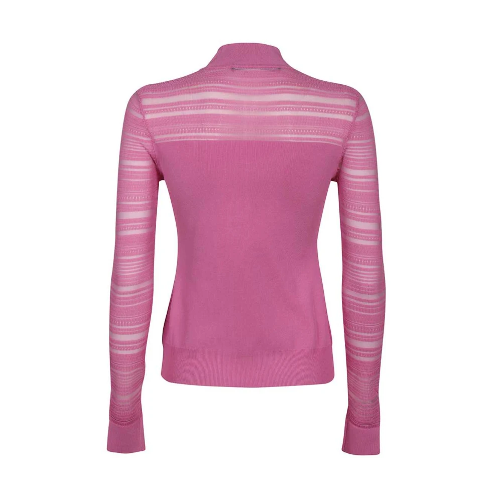 Karl Lagerfeld Turtleneck Sweater met Contrasterende Randen Pink Dames