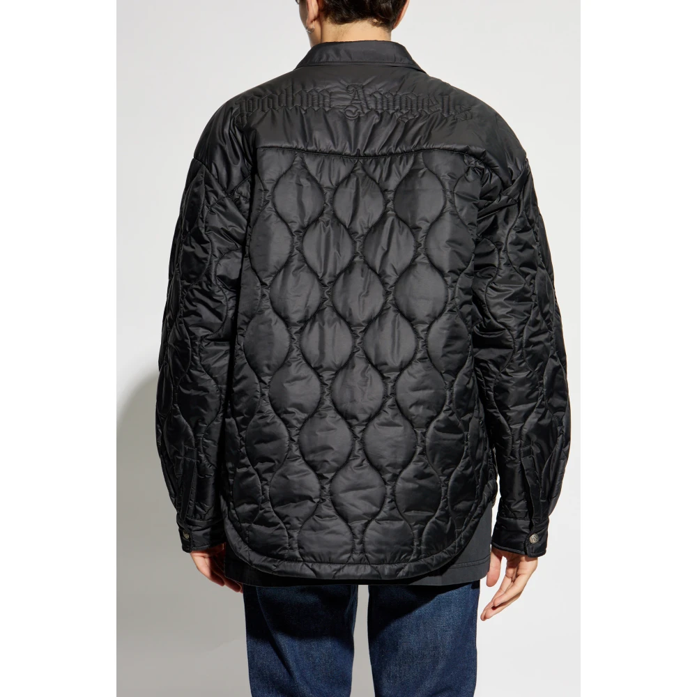 Palm Angels Gewatteerde jas met logo Black Heren