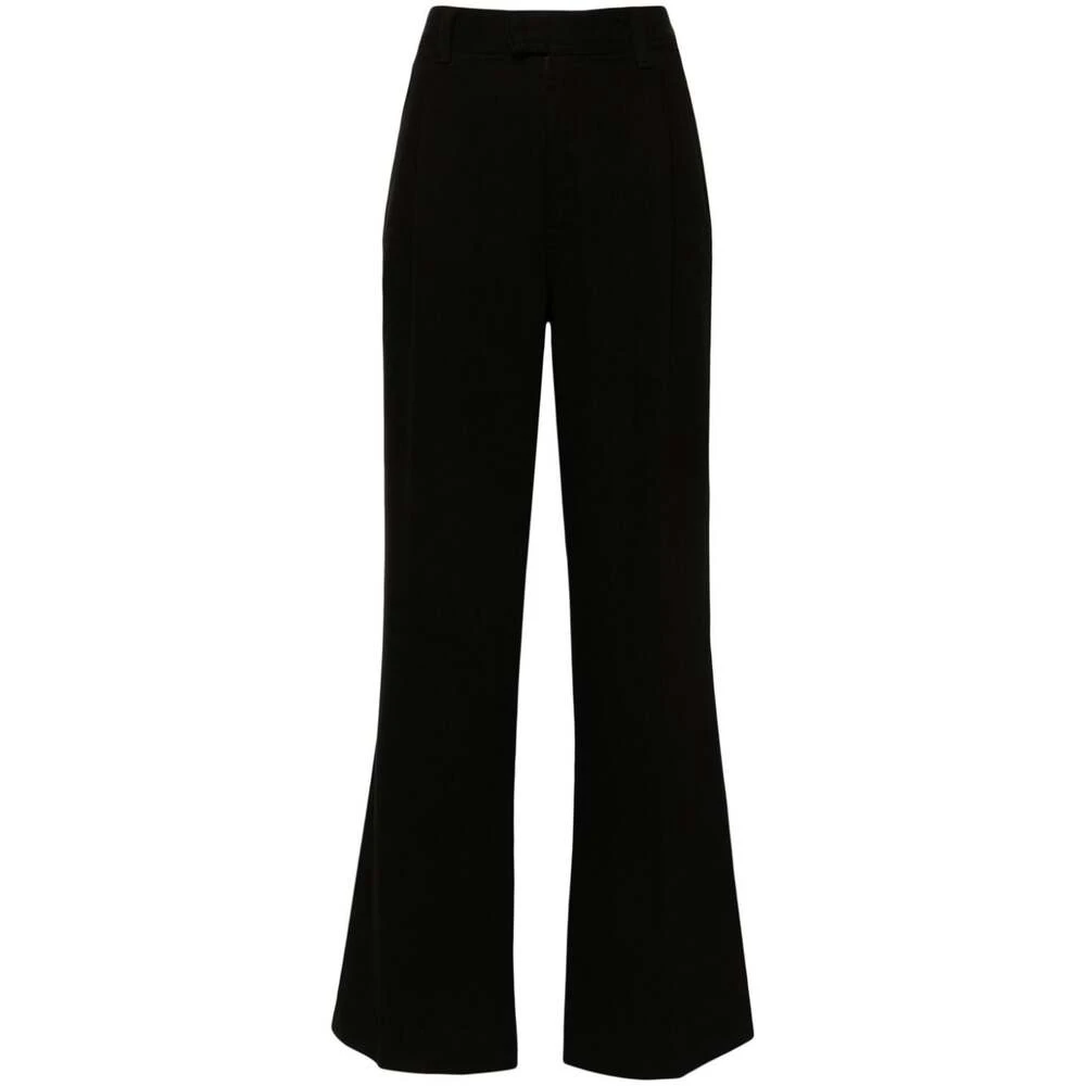 7 For All Mankind Zwarte Textuur Denim Wijde Pijp Jeans Black Dames