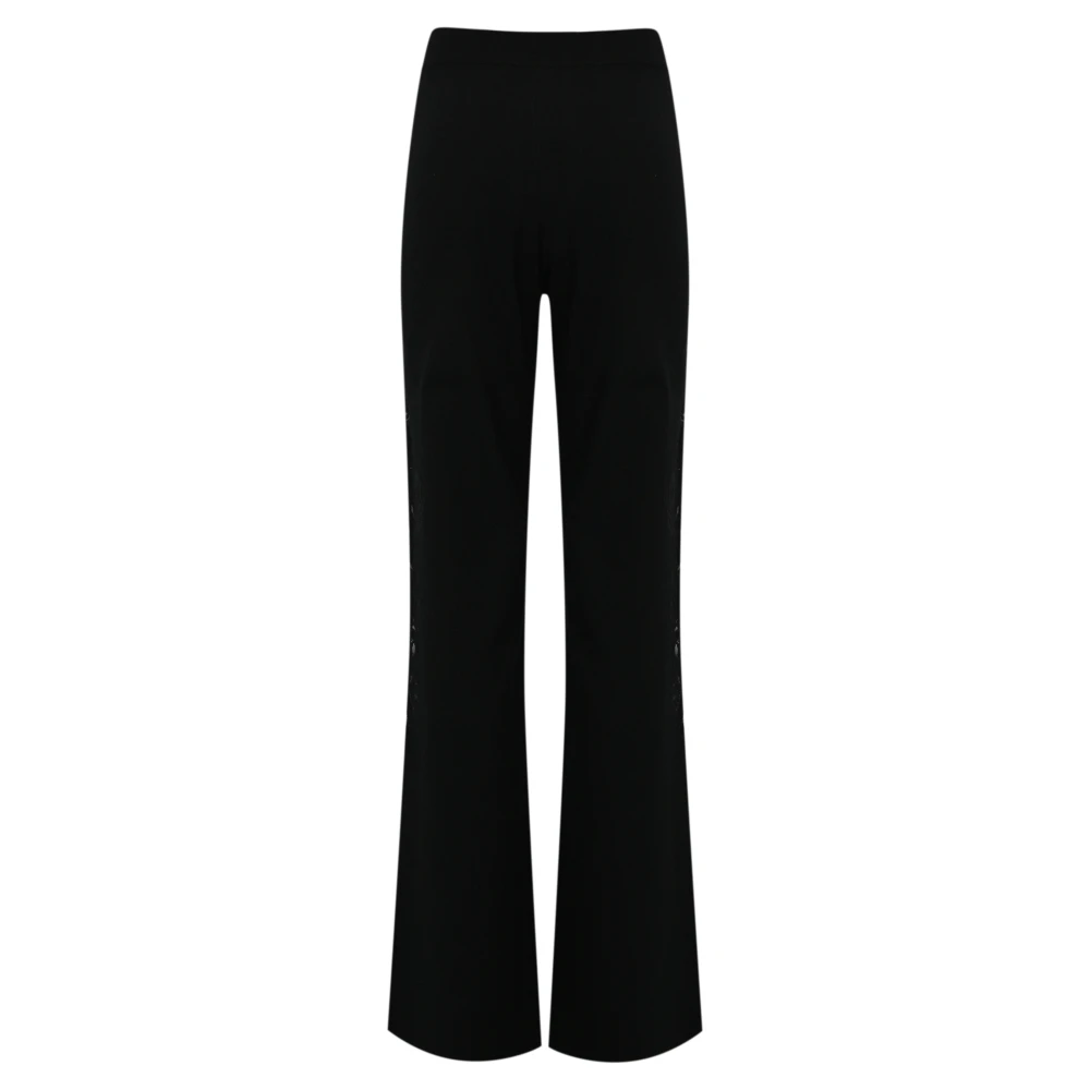 Blugirl Zwarte gebreide broek met bloemendetail Black Dames