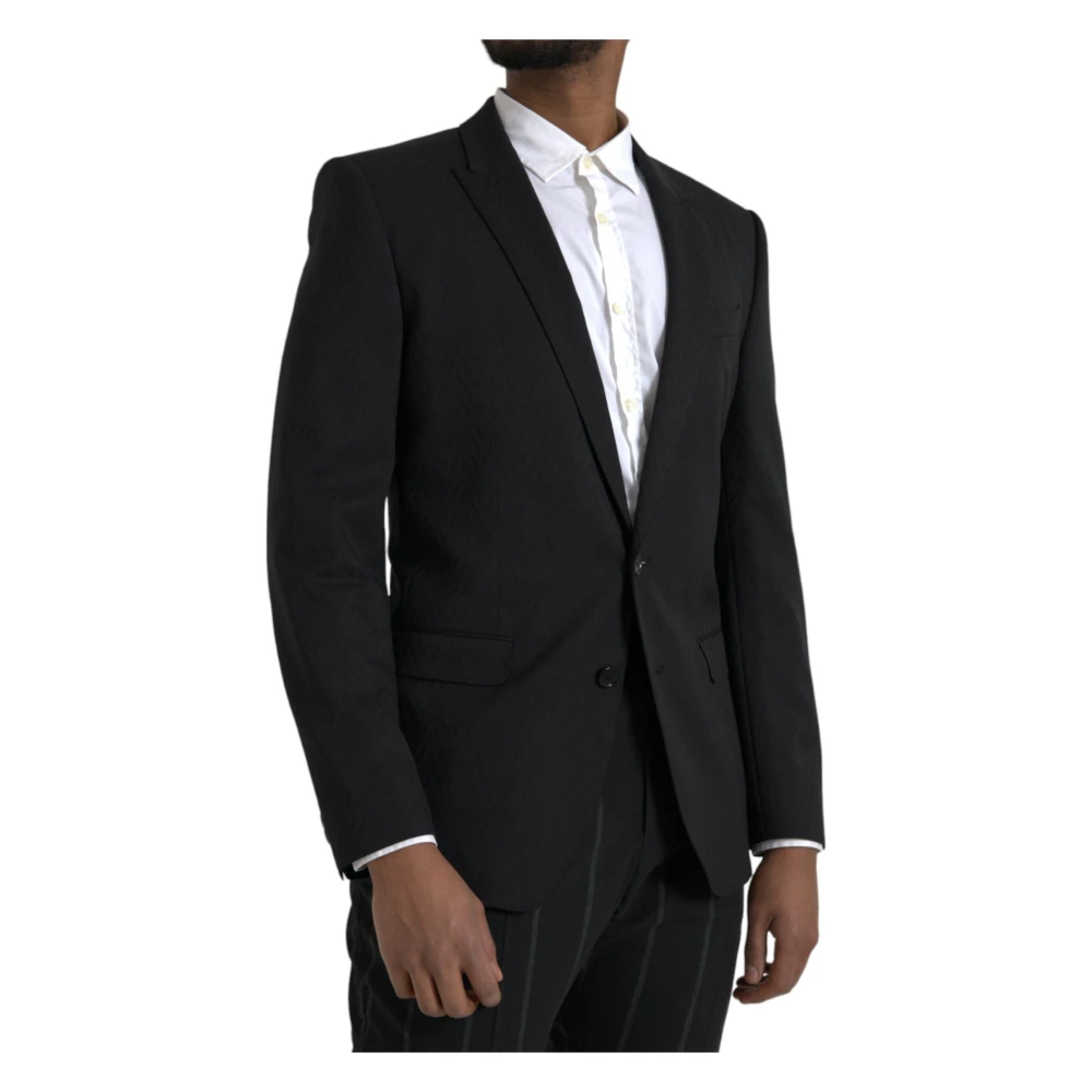 Dolce & Gabbana Zwarte Martini Slim Fit Blazer Jas Black Heren