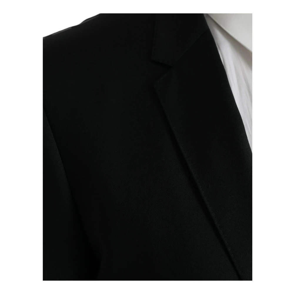 Dolce & Gabbana Zwarte Wol Blazer Slim Fit Black Heren