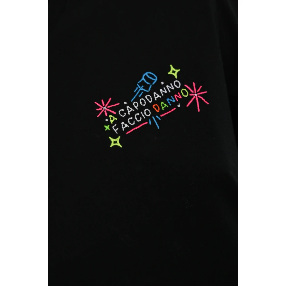 MC2 Saint Barth Zwarte katoenen T-shirt met fluorescerend logo Black Dames