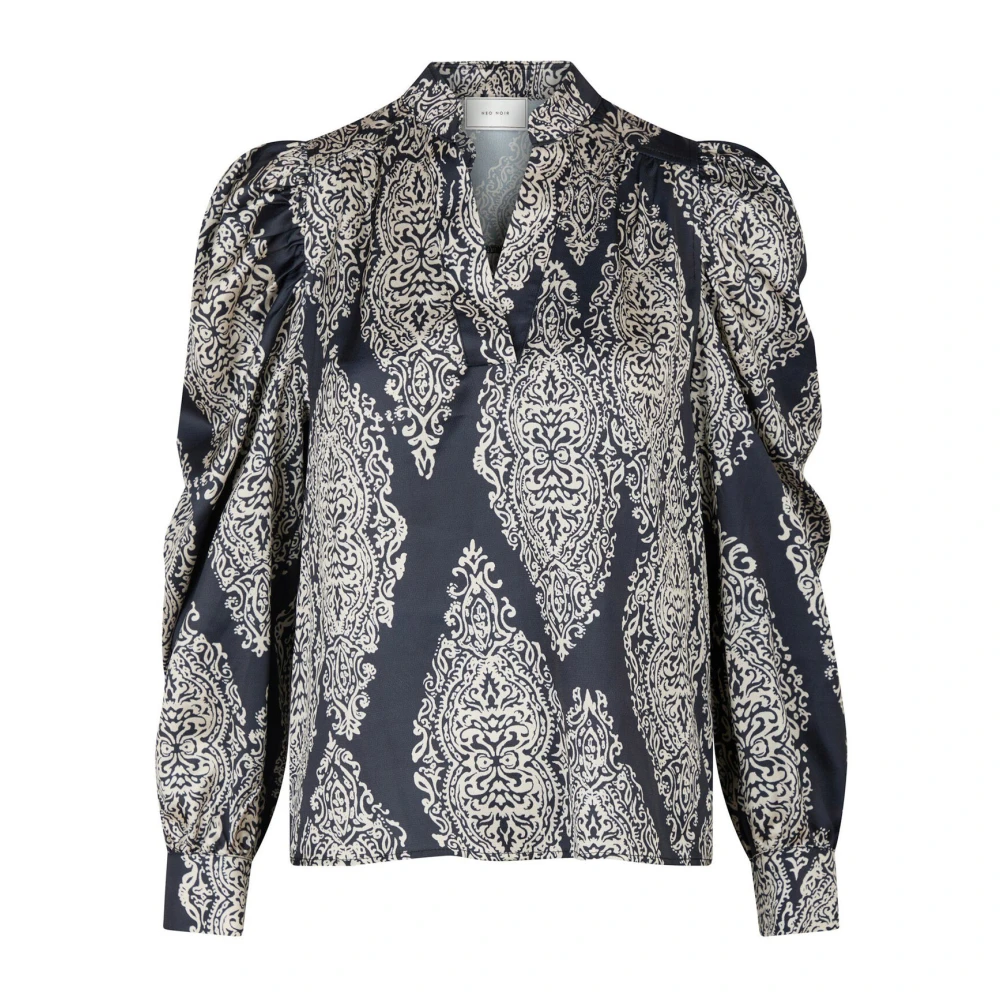 NEO NOIR Elegante Paisley Drop Blouse Navy Blue Dames