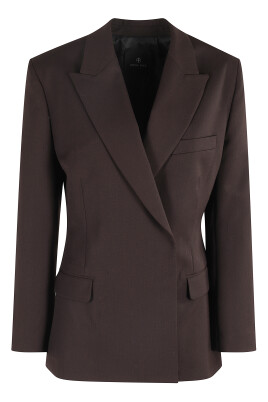 blazer-marron-en-laine-melangee