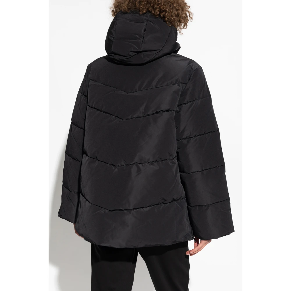 Emporio Armani EA7 Gewatteerde jas met capuchon Black Dames