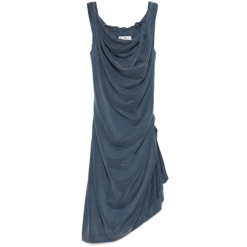 Vivienne Westwood Blauwe Zijgleuf Cowl Neck Jurk Blue Dames