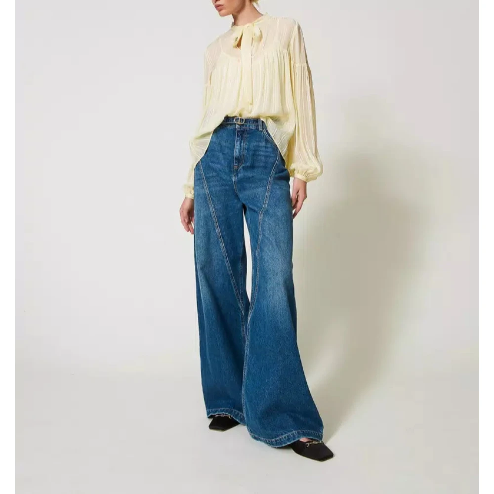 Twinset Wijde jeans met ovale riem Blue Dames