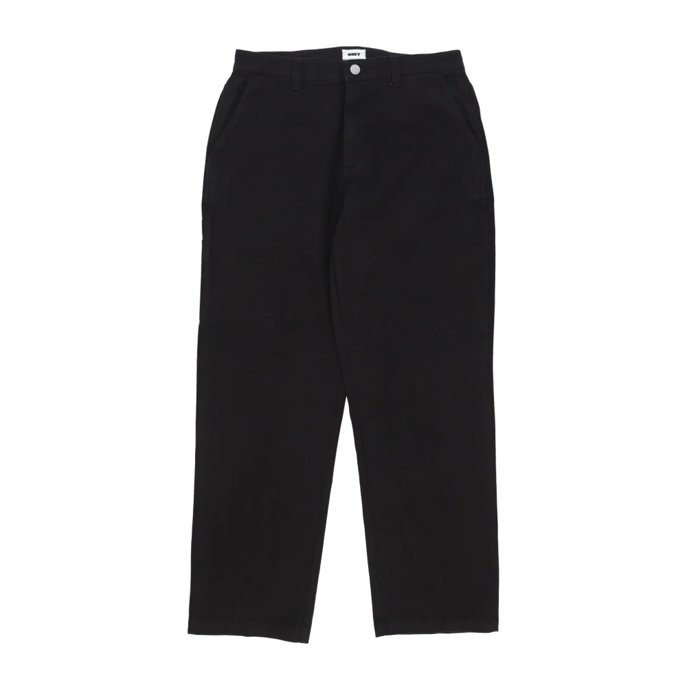 Obey Black Carpenter Work Trousers Cotton Twill - Male - Straight Trousers - W34 - Trousers