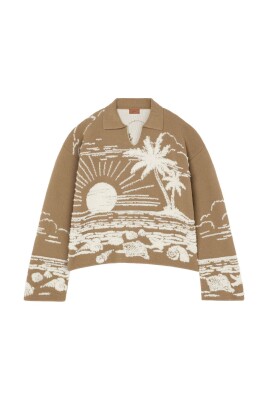 khaki-intarsia-knit-polo-sweater