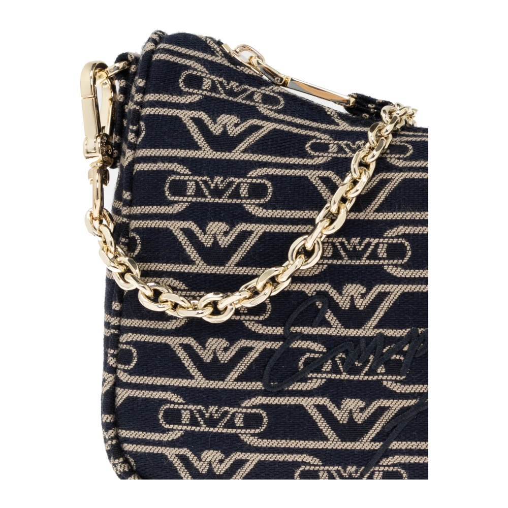 Emporio Armani Schoudertas met geborduurd logo Black Dames