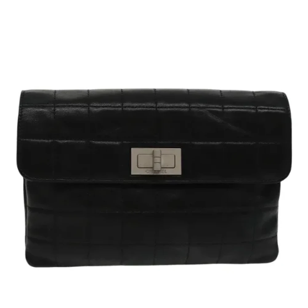Chanel Vintage Pre-owned Leather clutches Black Dames