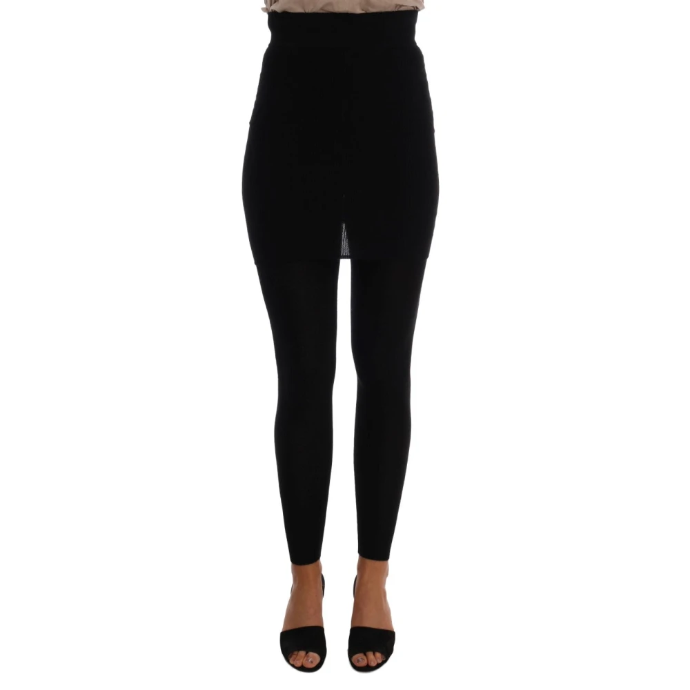 Dolce & Gabbana Women's Black Leggings, 2XS, High Waist Stretch Tights Trousers
