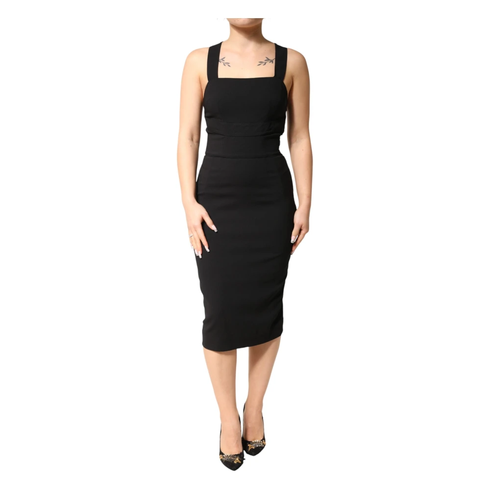 Dolce & Gabbana Black Square Neck Sleeveless Midi Dress - IT40|S - Image 2
