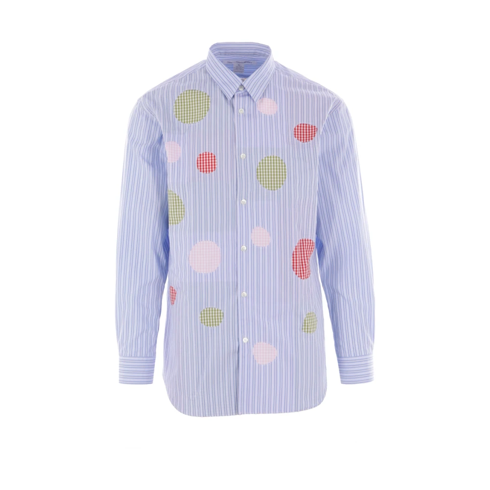 Comme des Garçons Gestreept popeline overhemd met stippen Blue Heren