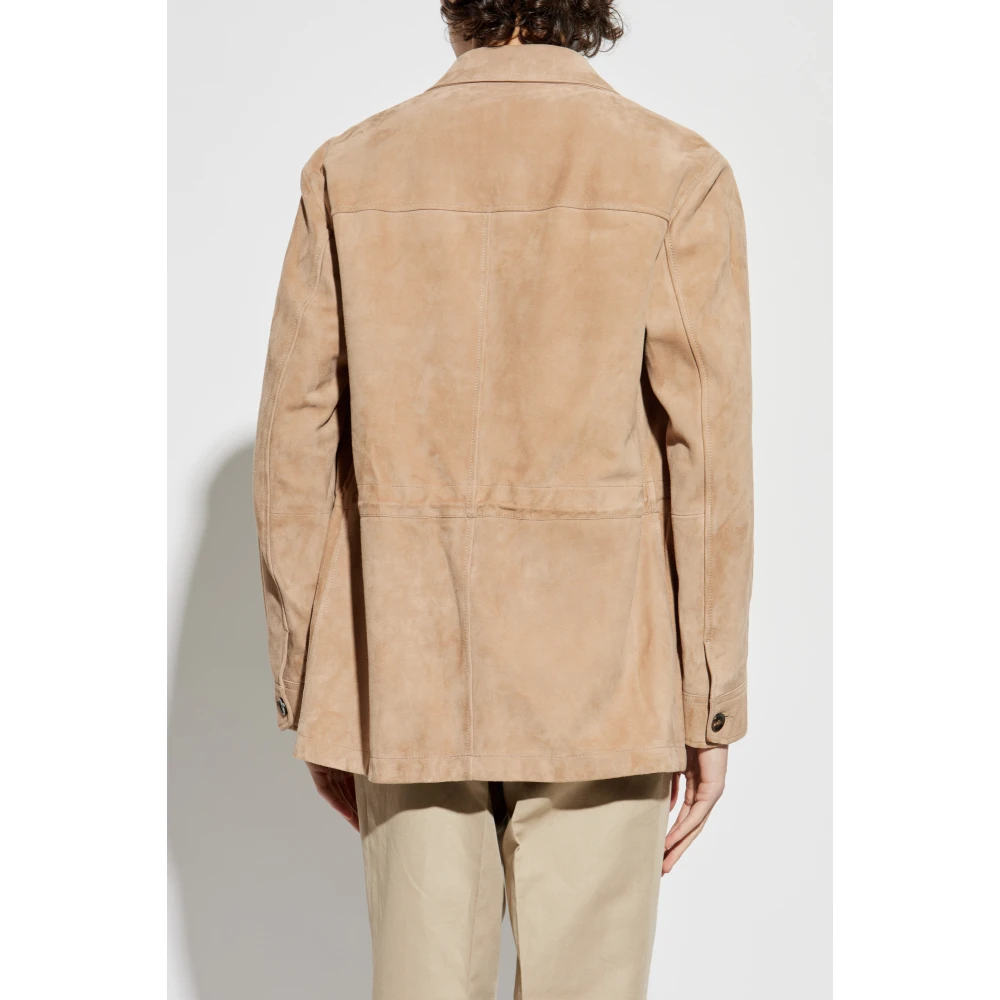 Brioni Suède jas Beige Heren