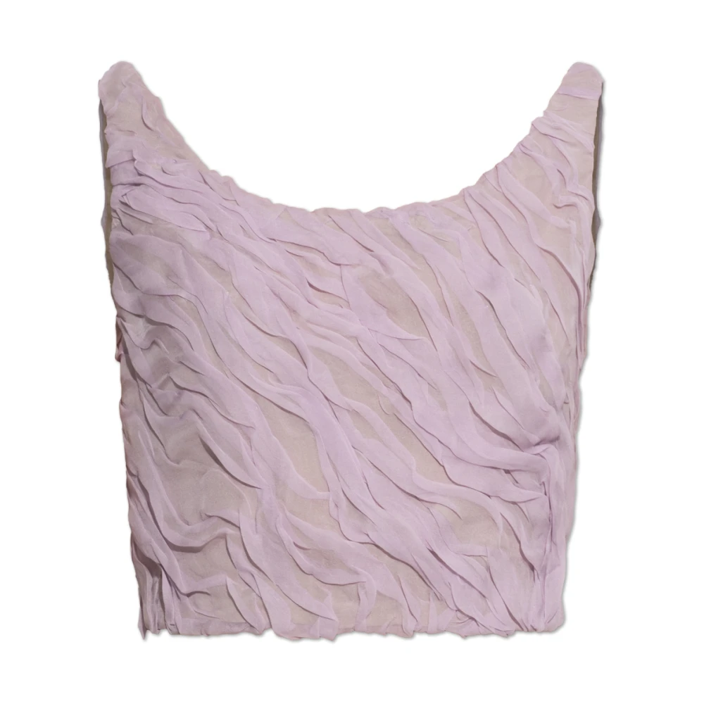 Versace Top Drapeado De Seda Y Gasa Tops Mujer Púrpura S