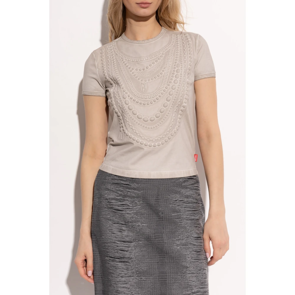 Diesel Top T-Nekka Gray Dames