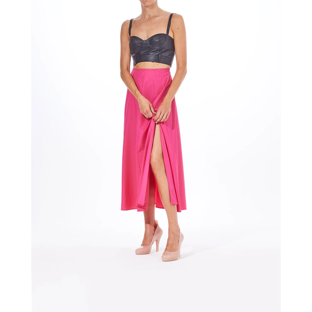 Moschino Fuchsia Taffeta Lange Rok Pink Dames