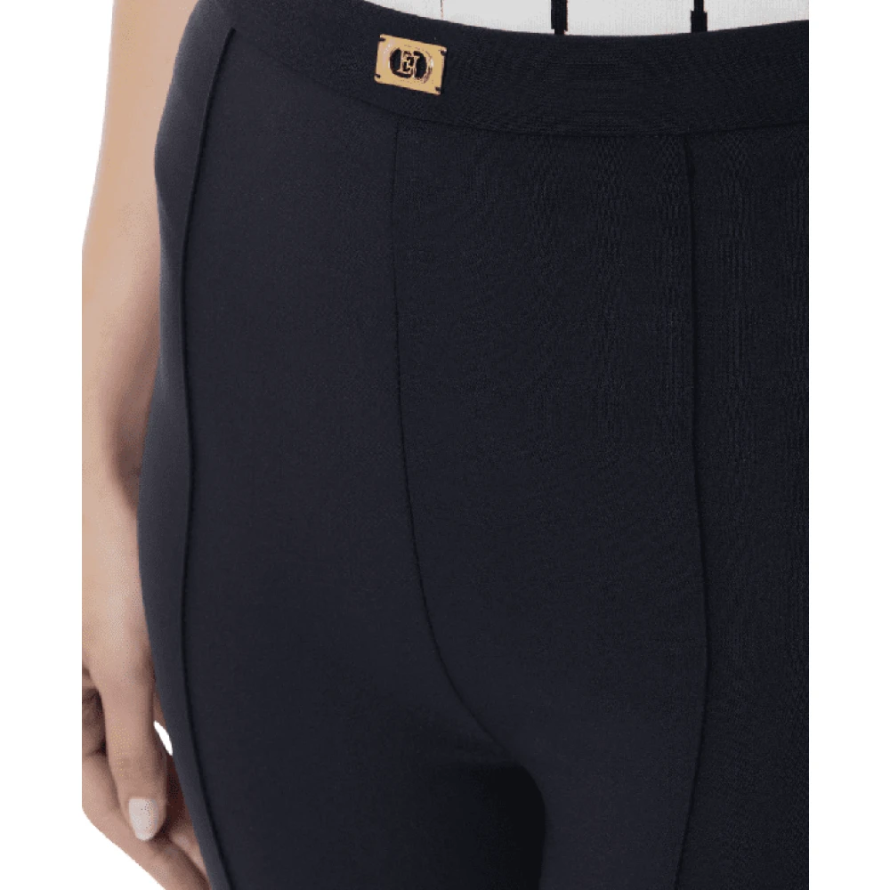 Elisabetta Franchi Zwarte Flare Crêpe Broek Black Dames