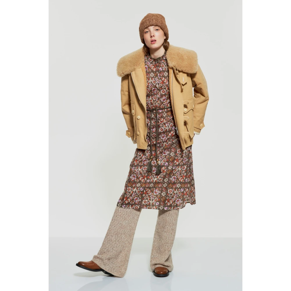 Antik batik Bloemenprint jurk Brown Dames