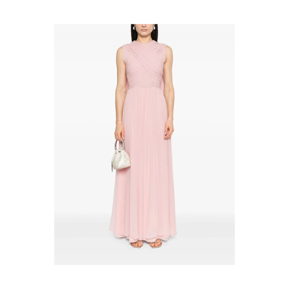 Costarellos Bubblegum Roze Gedrapeerde Jurk met Sjerp Pink Dames