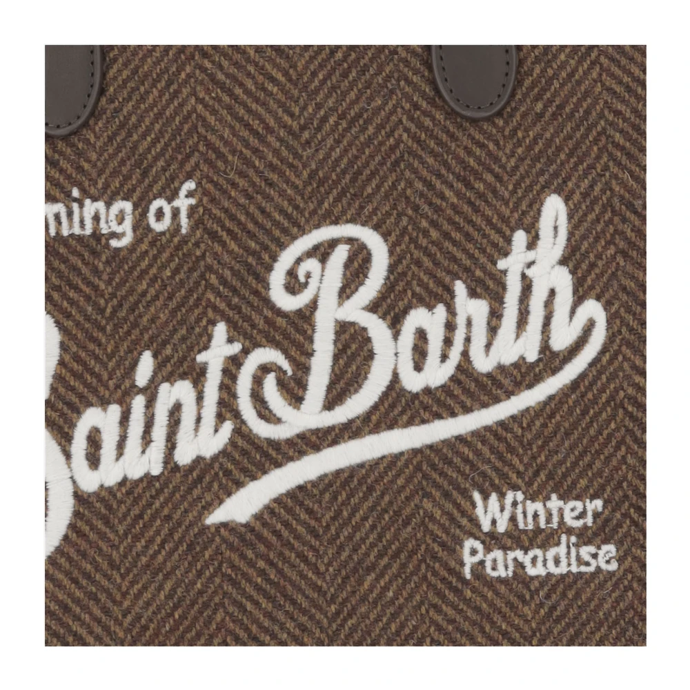 MC2 Saint Barth Fringed Tote Tas met Logo Borduurwerk Brown Dames