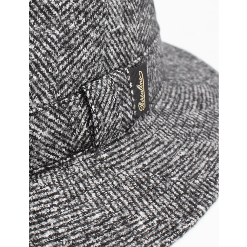 Borsalino Elegant Herringbone Fedora Hat Black Heren