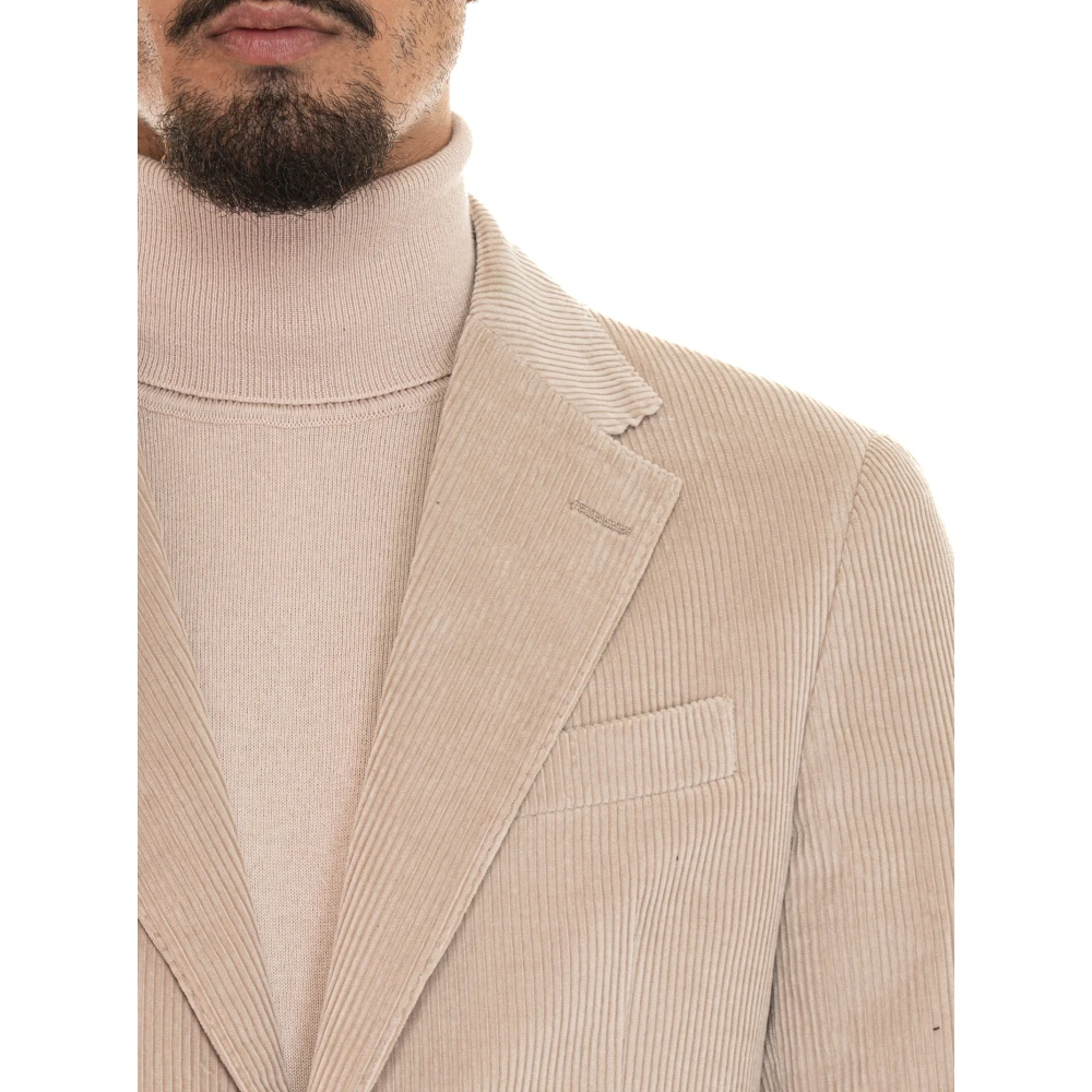 Fay Fluwelen Ribjasje met Knopen Beige Heren