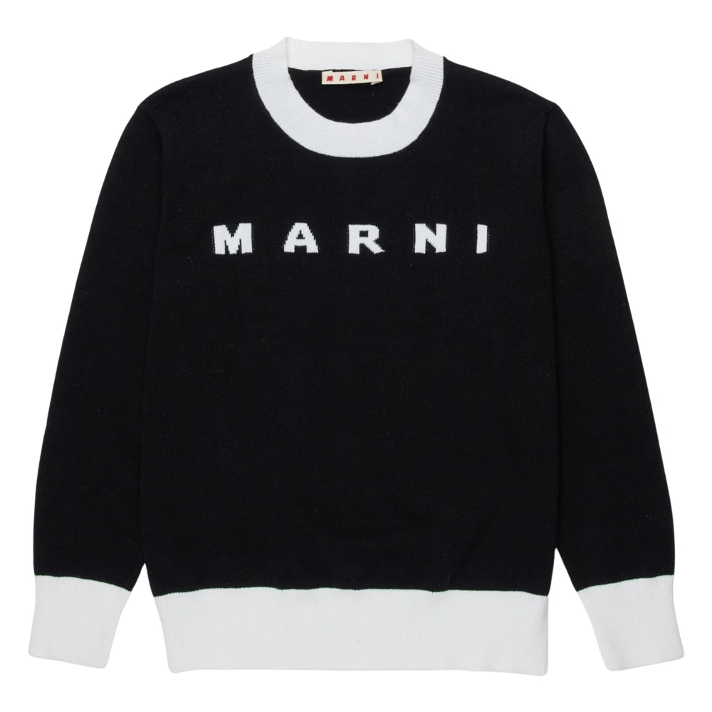 Marni , Kids Knitwear, Unisex, Black, 4 Y, Cotton Knit Logo Jumper