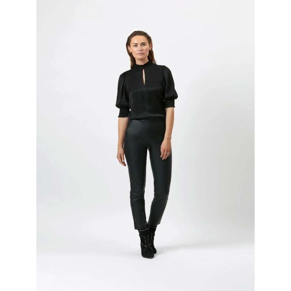 Dante 6 Zwarte blouse met opstaande kraag Black Dames