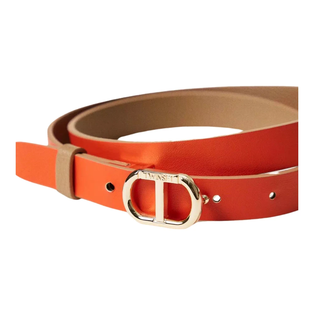 Twinset Omkeerbare Leren Riem met Ovaal Gesp Brown Dames