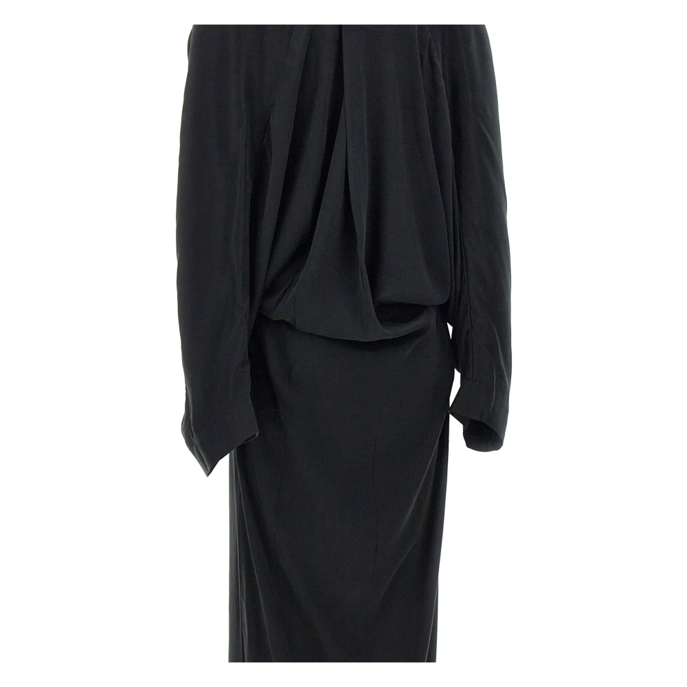 Remain Birger Christensen Zwarte Maxi Jurk met Vleermuismouwen Black Dames