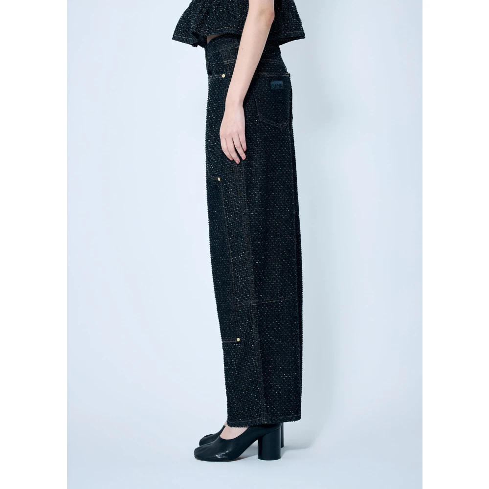 Ganni Fluffy Denim Carpenter Jeans Black Dames