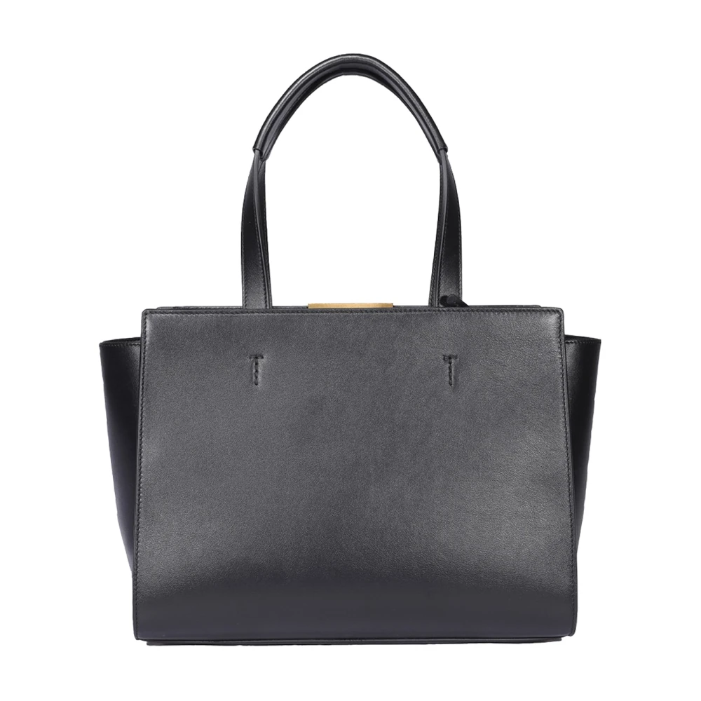 TOD'S Zwarte leren tas met gouden monogram Black Dames
