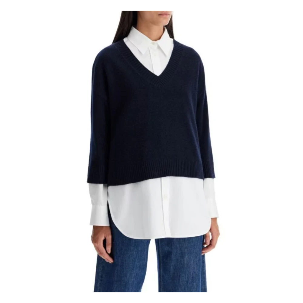 Max Mara Weekend Blauwe Kasjmier Oversized Trui Blue Dames