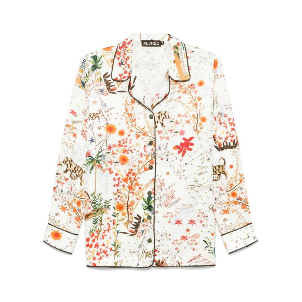 Siedrés Witte Button-Up Camp Kraag Shirt Multicolor Dames