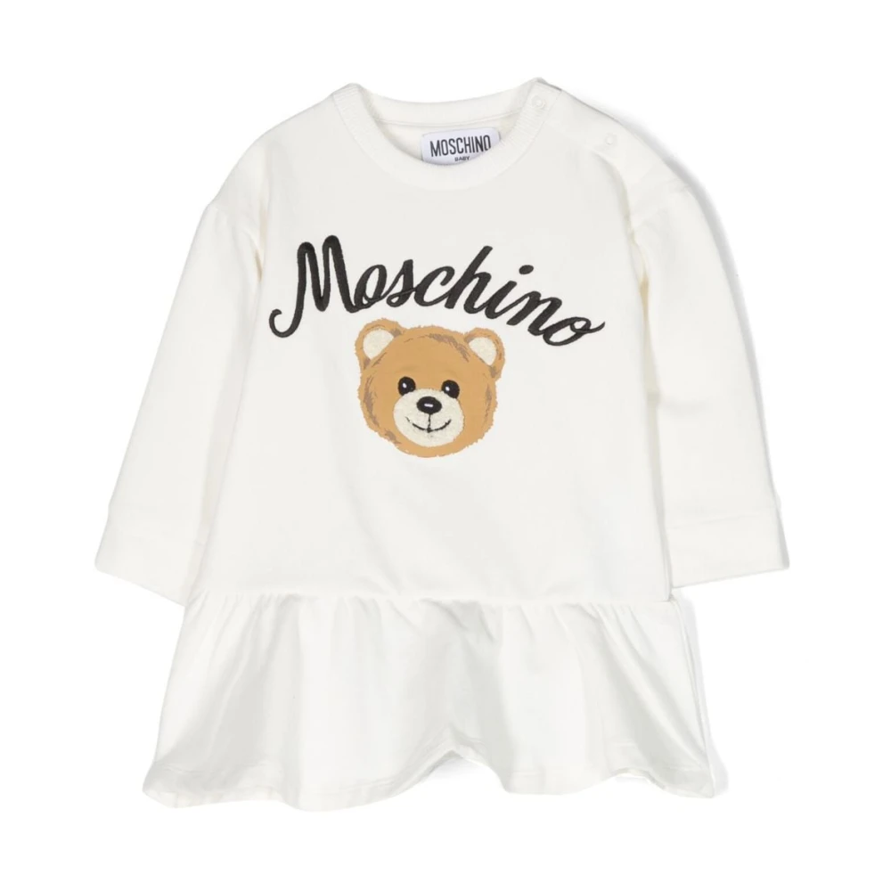 Moschino Logo-broderad Utställd Klänning för Små Fashionistas White, Flicka