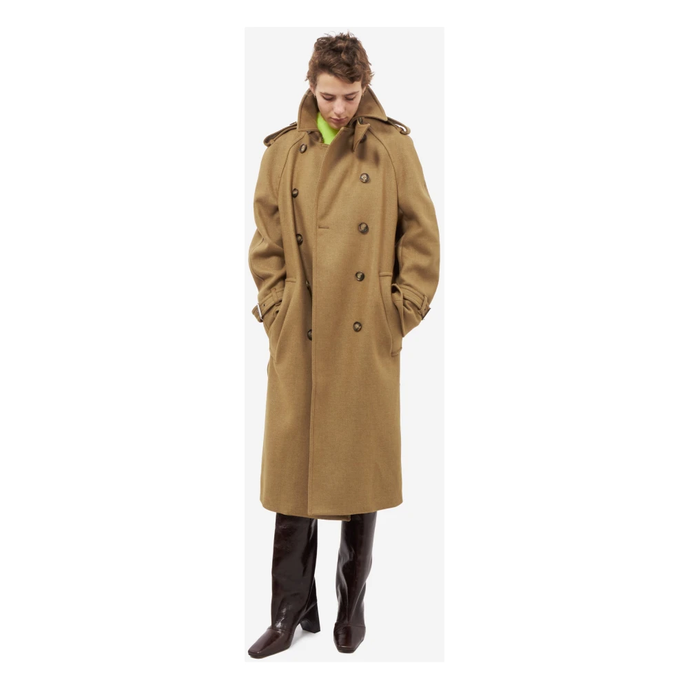 SPORTMAX Khaki Wollen Jas met Riem Beige Dames