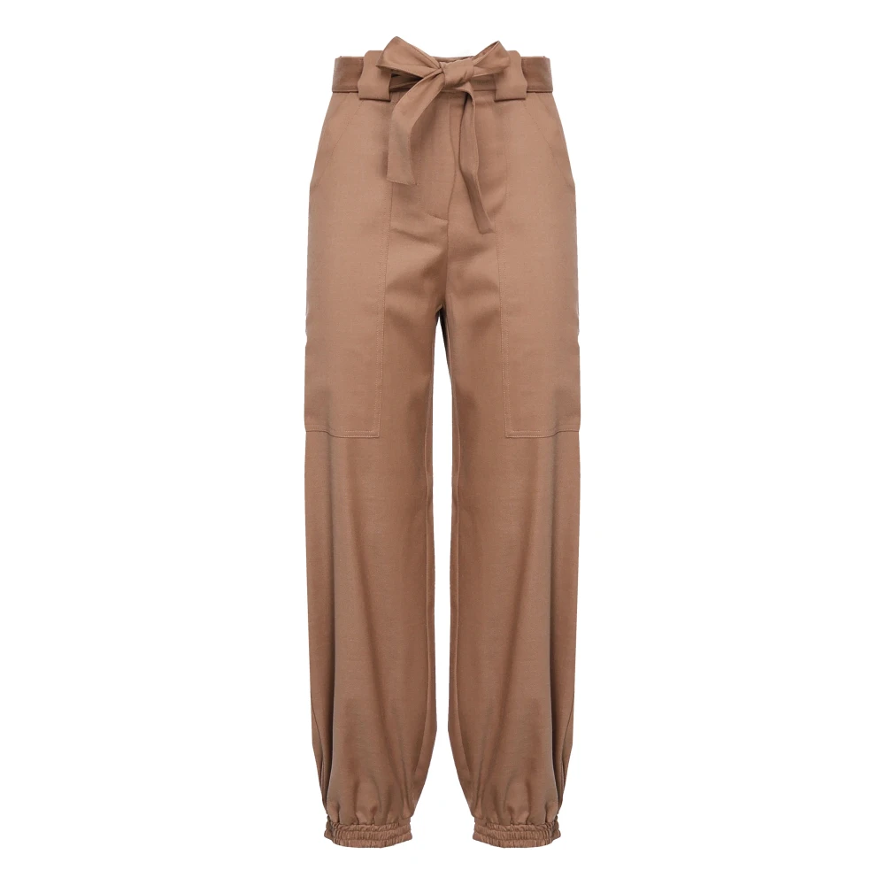 Pinko Beige Wolmix Relaxte Broek Beige Dames