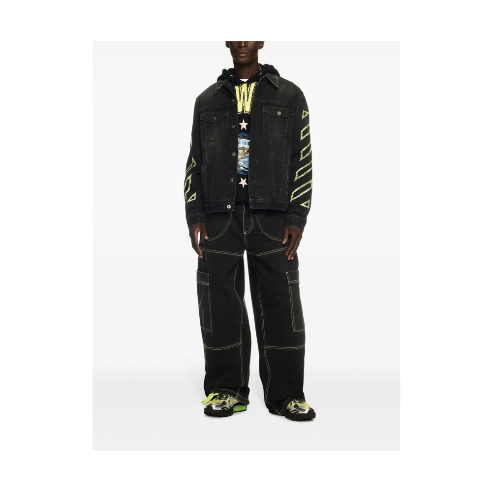 Off White Zwarte Jeans met Geborduurd Logo Black Heren