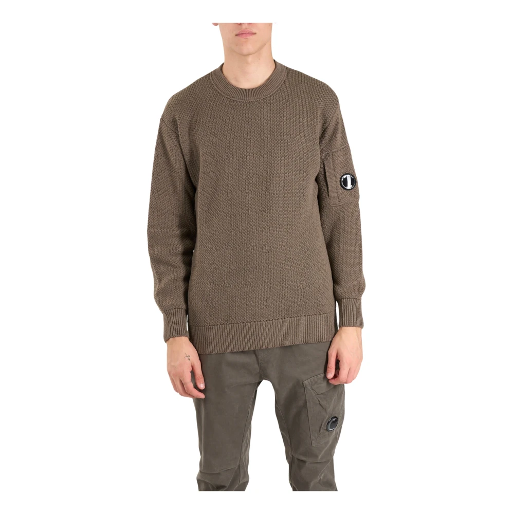 C.p. Company Men's Green Wool Lens Jumper With Ribbed Details - Round-Neck Knitwear - 2XL - Knitwear