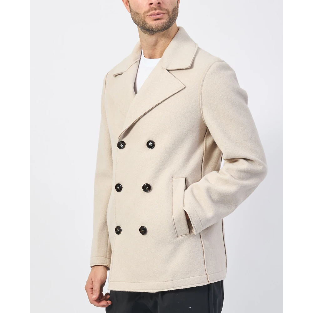 Mulish Beige Double-Breasted Jas met Zakken Beige Heren
