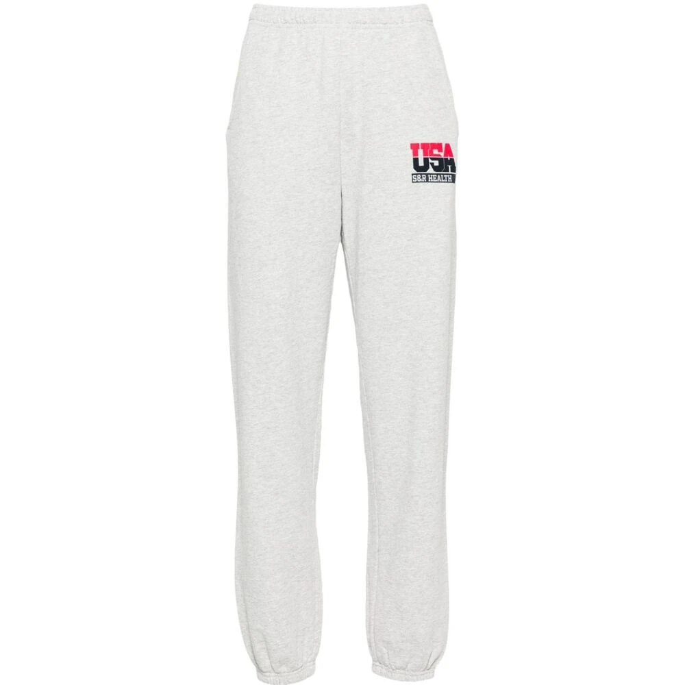 Sporty & Rich Grijze Katoenmix Elastische Broek Gray Dames