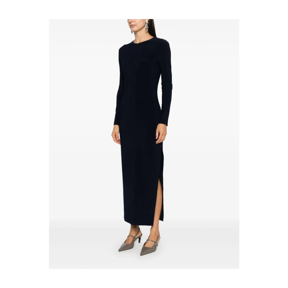 Norma Kamali Navy Blue Jurk met Zijsplit Blue Dames
